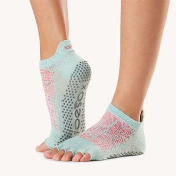 Half Toe Low Rise Grip - Tyrkysová / Ružová